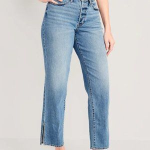 Curvy High-Waisted Button-Fly OG Loose Side-Slit Jeans for Women